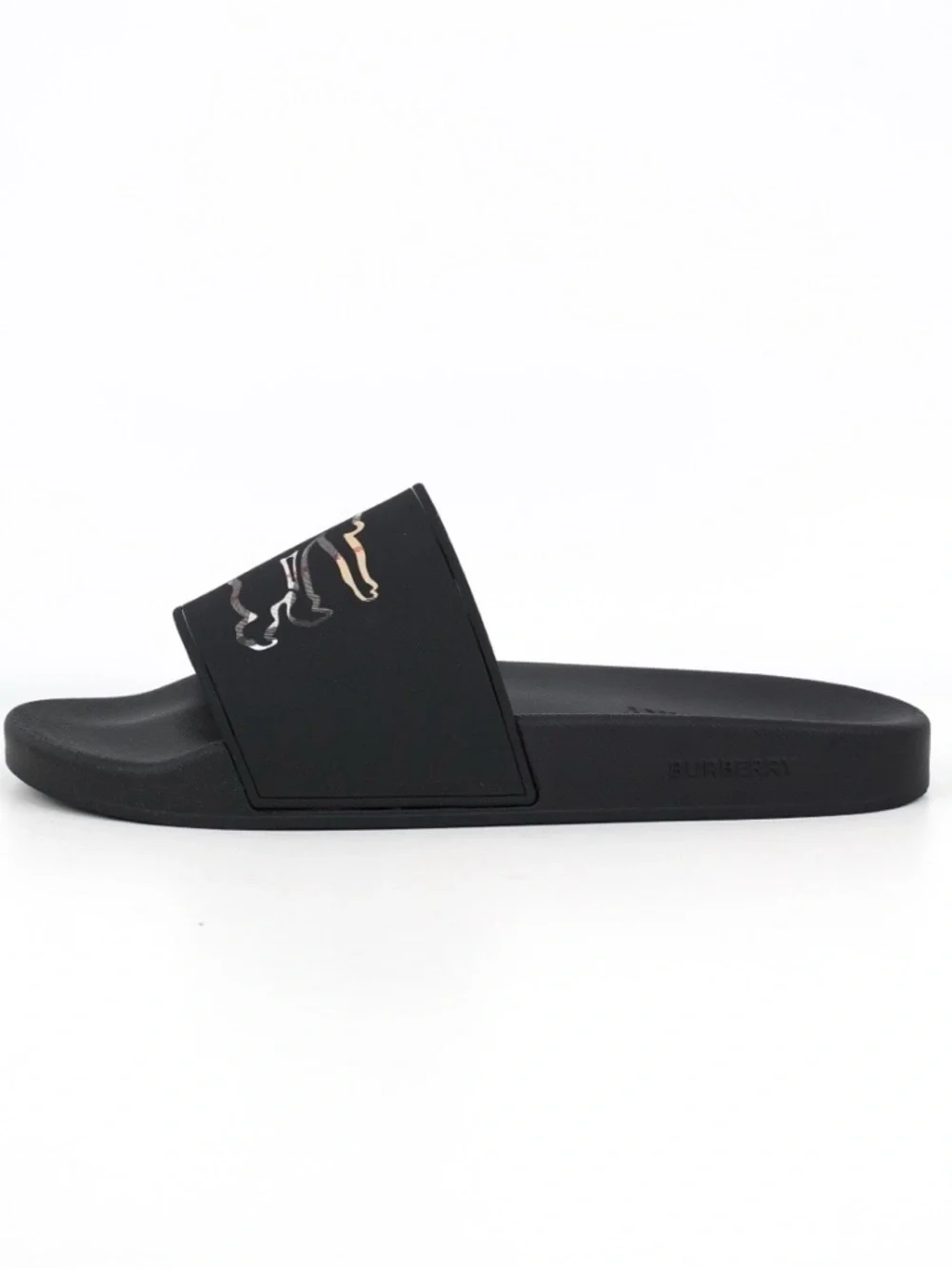 Burberry Black Slide Sandals with Script Detail - Picture 5 of 5